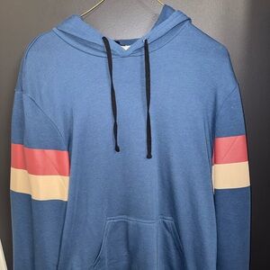 Onia Blue Hoodie with Pastel Sleeves